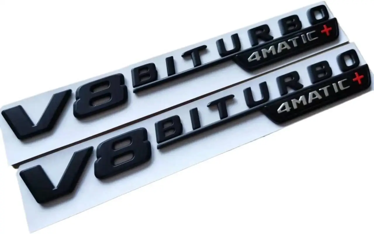 2 قطعة ثلاثية الأبعاد V8 BITURBO 4matic + سيارة درابزين شعار ملصق ل AM G w117 c63 w212 e63 w207 w176 a45 x156 gla45 شارة مائي