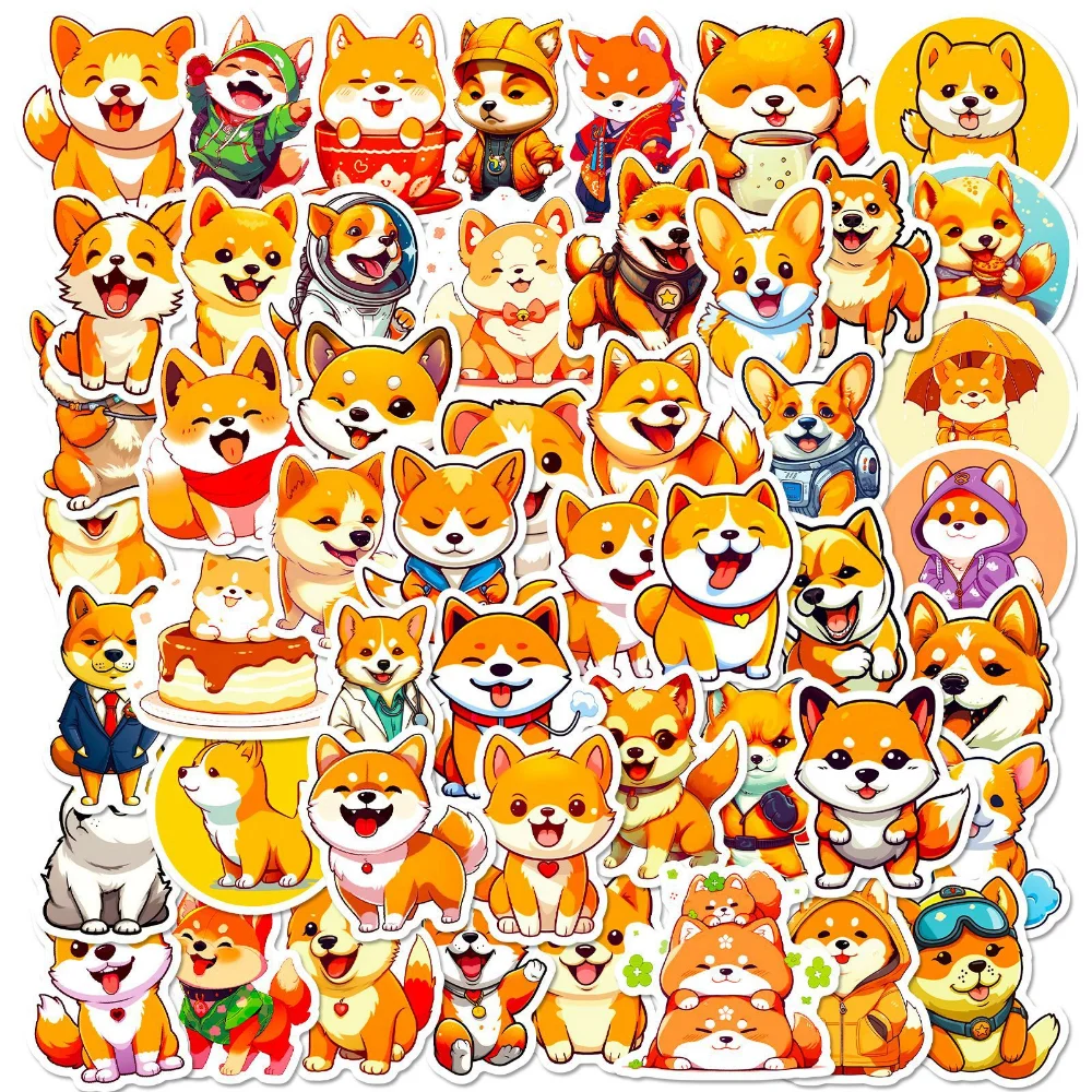 50PCS Naughty Shiba Inu Puppy Dog Creative Handbook Notebook Bike Decoration DIY Aesthetic Cartoon Dogs Stickers Pegatinas