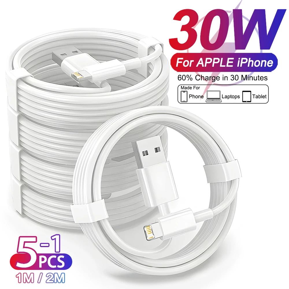 1-5Pcs 30W Schnelle Lade Original USB Kabel Für iPhone 13 11 12 14 Pro Max XS X XR 7 8 Plus SE PD Daten Kabel Telefon Zubehör