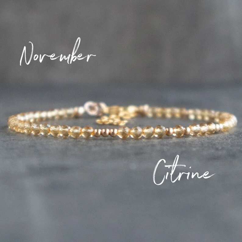 Citrine Bracelets for Women in Gold Silver & Rose Gold, Abundance Bracelet, November Birthstone Jewelry