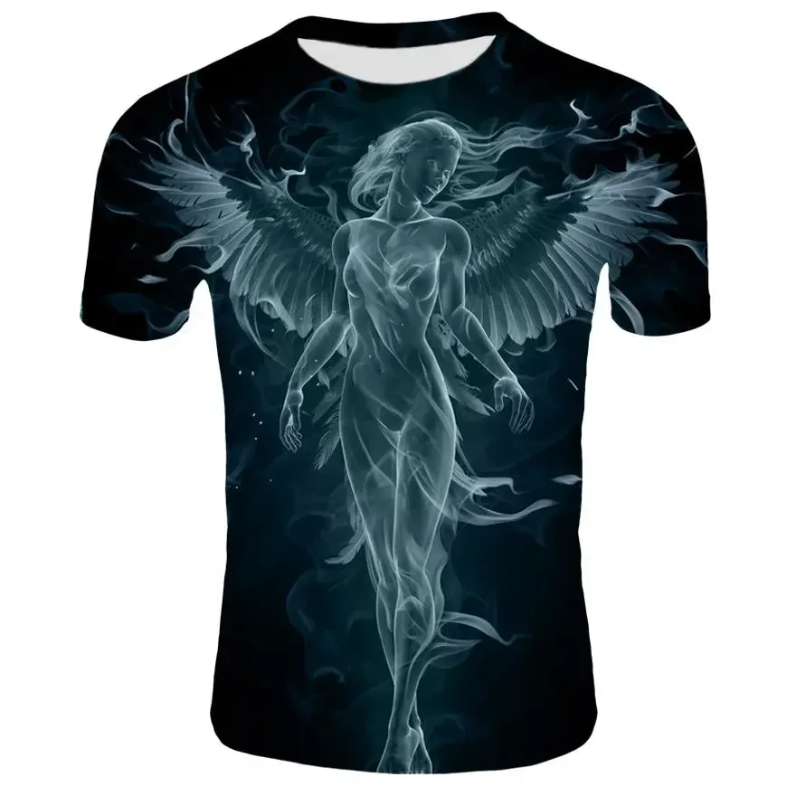 

Hot-selling Fashion 3D Printed Angel Fluorescent Print T-shirt for Men, Casual, Sporty, Quick-drying Street Hip-hop, Round-neck