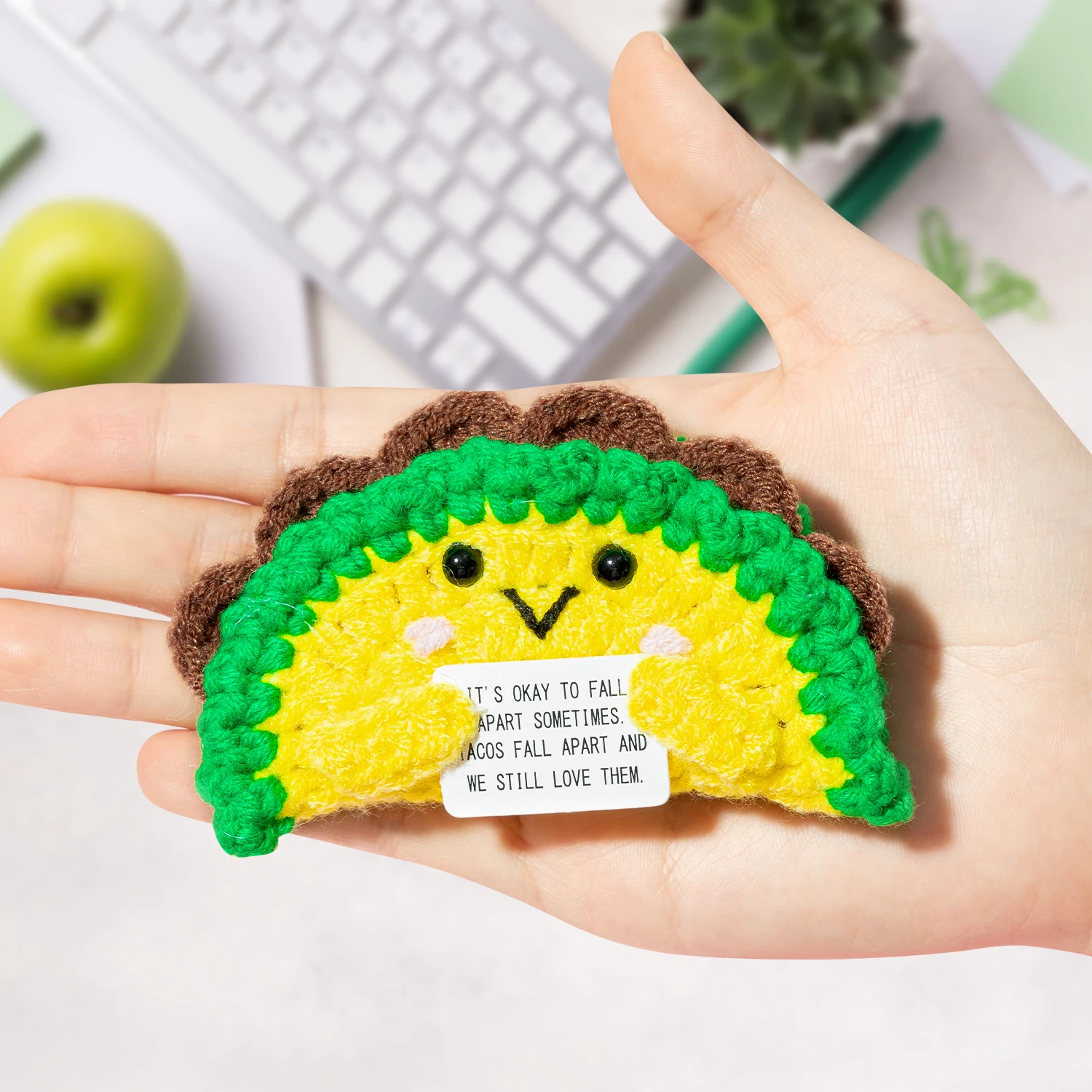 Handmade Taco Decor with Positive Affirmation Card, Uplifting Gift for Coworkers or Friends, Whimsical Home Accent for Taco Fans