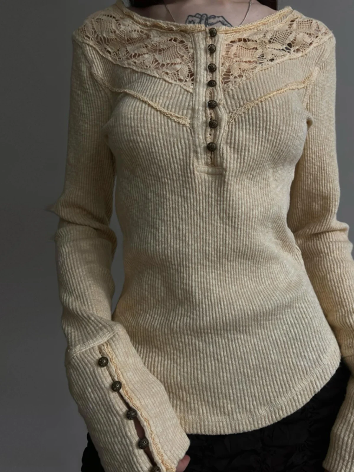 

Эффективная кружевная пуговица для похудения, вязаный длинный све, женский топ Irt Amyway Pure Desire, базовый слой в стиле ретро