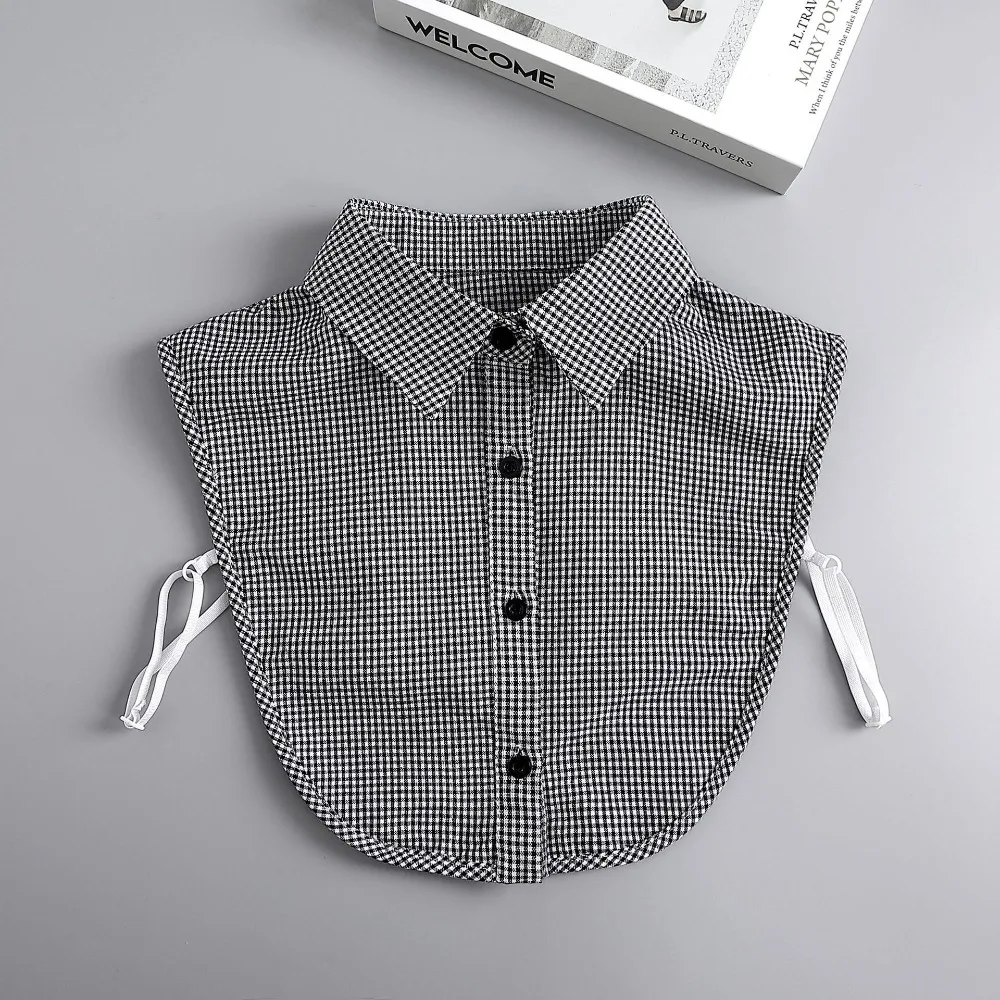 Detachable Plaid Fake Collar Houndstooth Black Lapel Half Shirt Korean Style Square Collar False Blouse Collar
