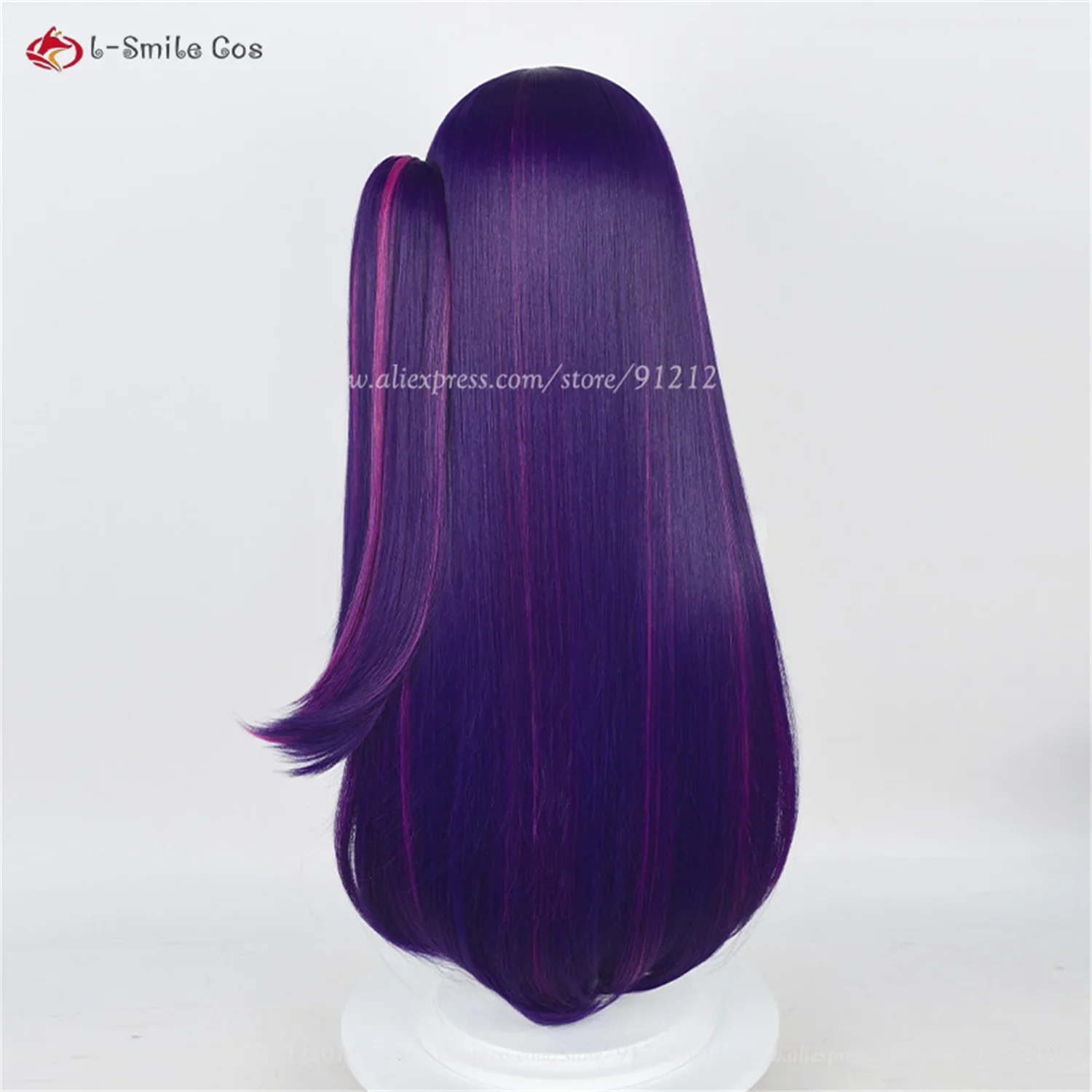 CosplayHigh جودة Hoshino Ai شعر مستعار تأثيري أنيمي تأثيري 80 سنتيمتر الأرجواني تسليط الضوء على شعر مستعار الوردي الوردي مع أغطية الرأس مقاومة للحرارة الشعر P