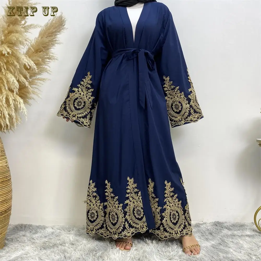 Cárdigan largo de encaje de retazos de Ramadán para mujer, Túnica Maxi musulmana de Dubai Abaya, Jilbab Islam, caftán marroquí, moda de Oriente Medio