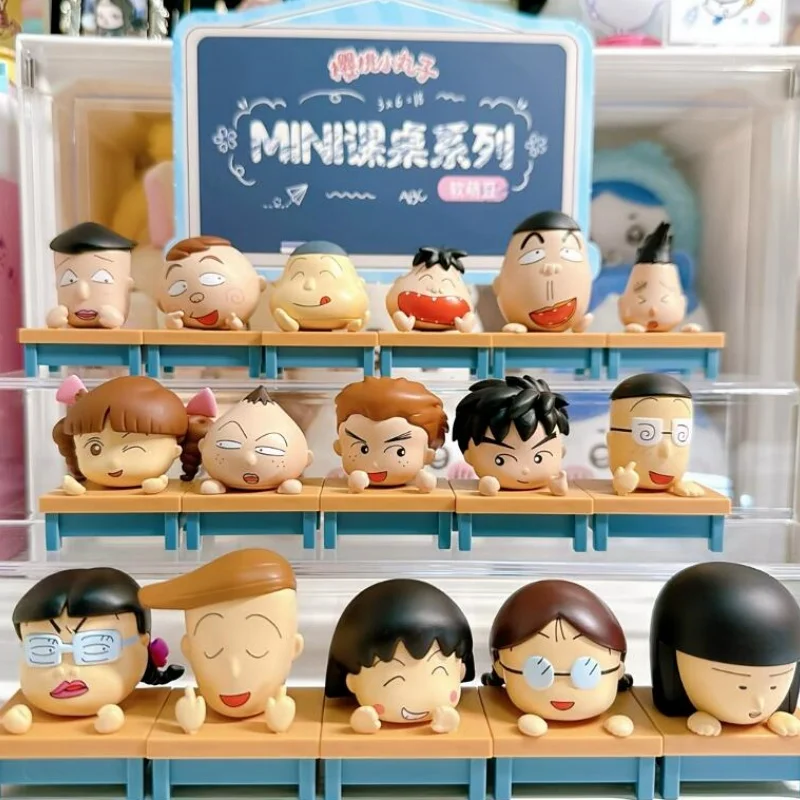 Echte Version Chibi Maruko-Chan Schreibtisch Serie Figur Blind Box Mini Nette Korn Super Ornament Cartoon Charaktere Kinder Geschenke