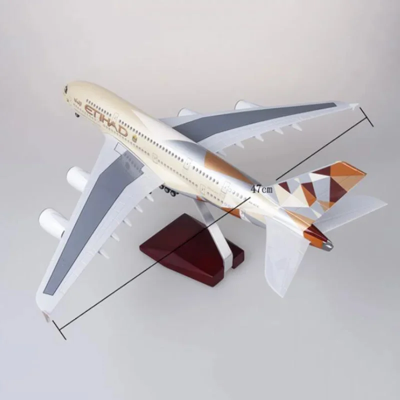 A380 Etihad 47cm Model Airplanes 1/160 Scale Aircraft Diecast Plastic Model Plane Adults Souvenir Ornaments With Landing Gear