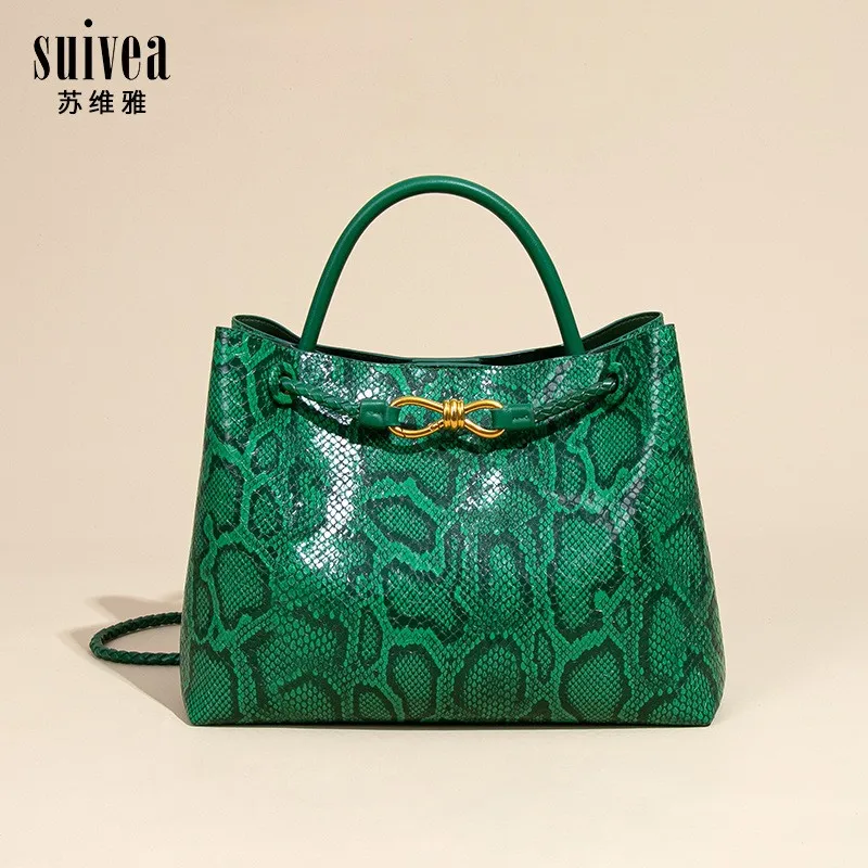 

2025 Python-Patterned Women's Handbag Large-Capacity Fashionable Single-Shoulder Crossbody Elegant Tote Bag for Mujer