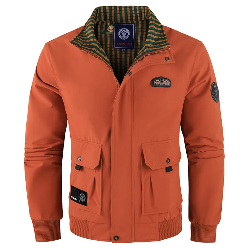 New autumn and winter coat, stand-up collar business men's jacket, Parker casual thin solid color jacket for outdoor use