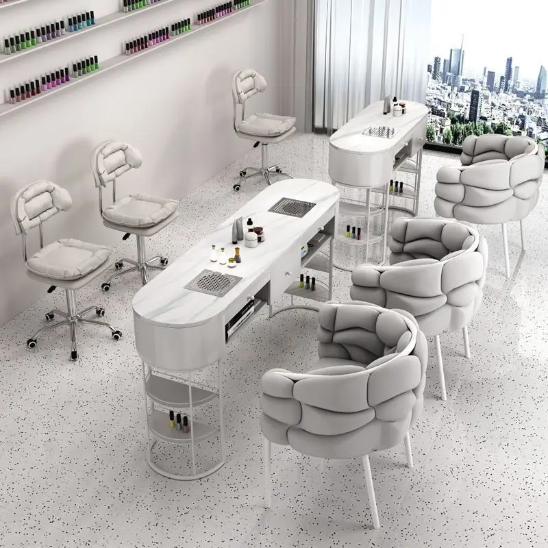Luxury Manicure Table Modern Salon Furniture Nail Vacuum Cleaner Manicure Table With Mable Top