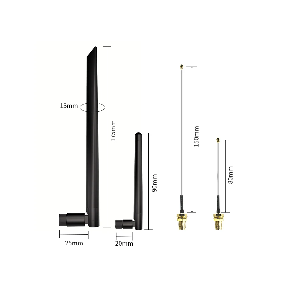 2 Stück externe 2,4-GHz-WLAN-Antenne mit Kabel, U.FL- und IPEX-Anschluss für 2,4-GHz-WLAN- und Bluetooth-Module, inklusive Anschlusskabel. – Detail 2