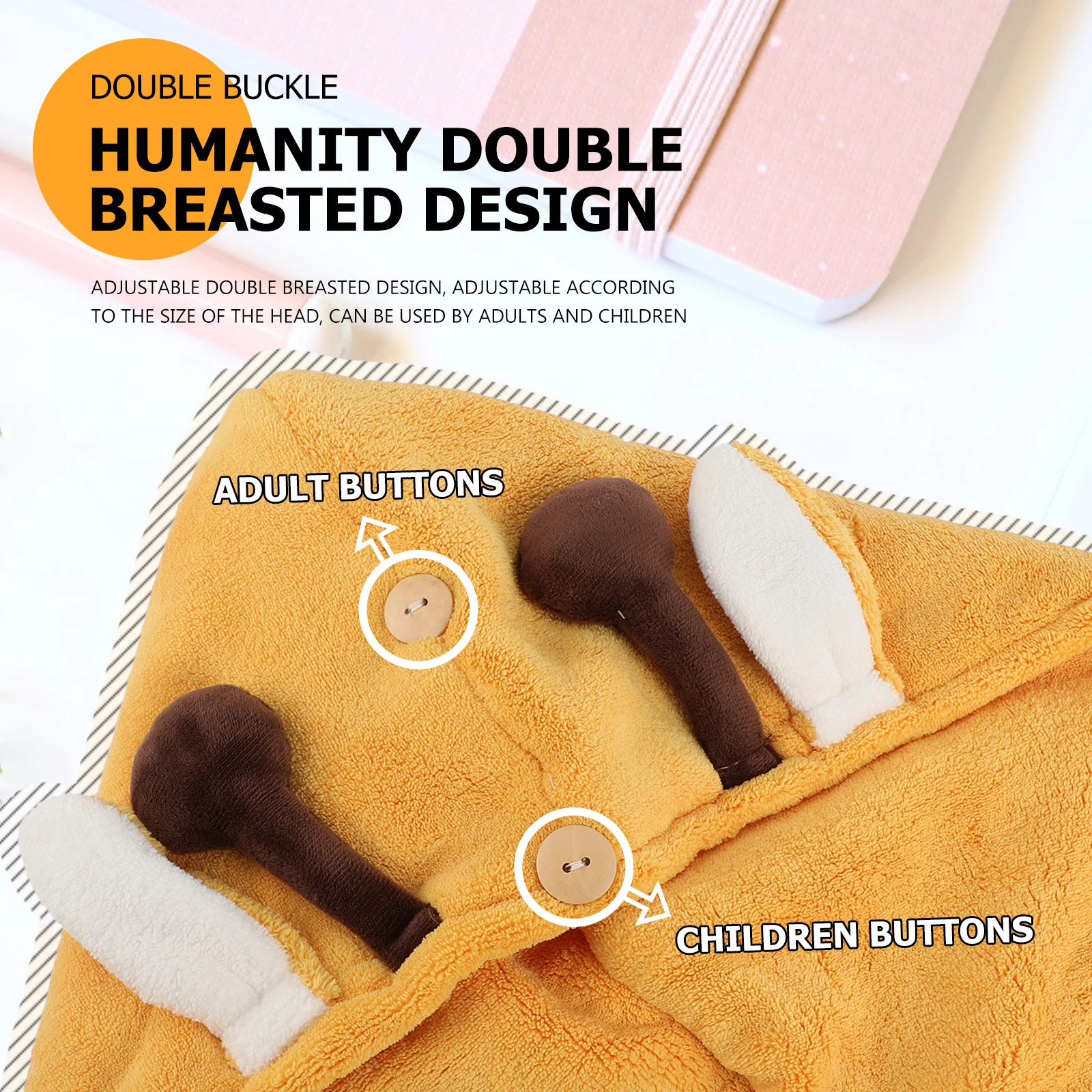 

Dry Hair Cap Shower Animal Ear Towel Drying Head Caps Fast Curly Wraps Hair Towels Bathrobe Coral Fleece Elastic B Fixed Buttons