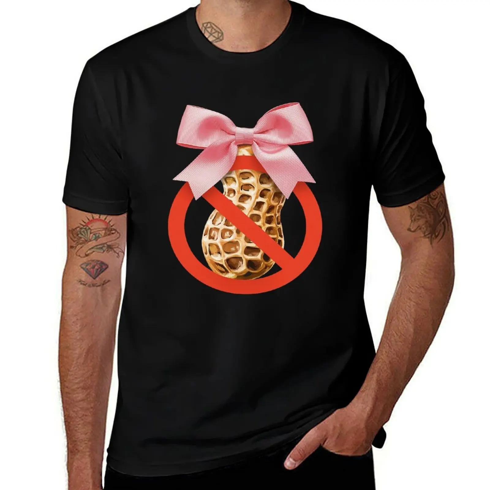 

Coquette Bow Peanut Allergy Allergic Girl Mom Pink T-Shirt anime stuff graphic t shirts summer shirt men clothings