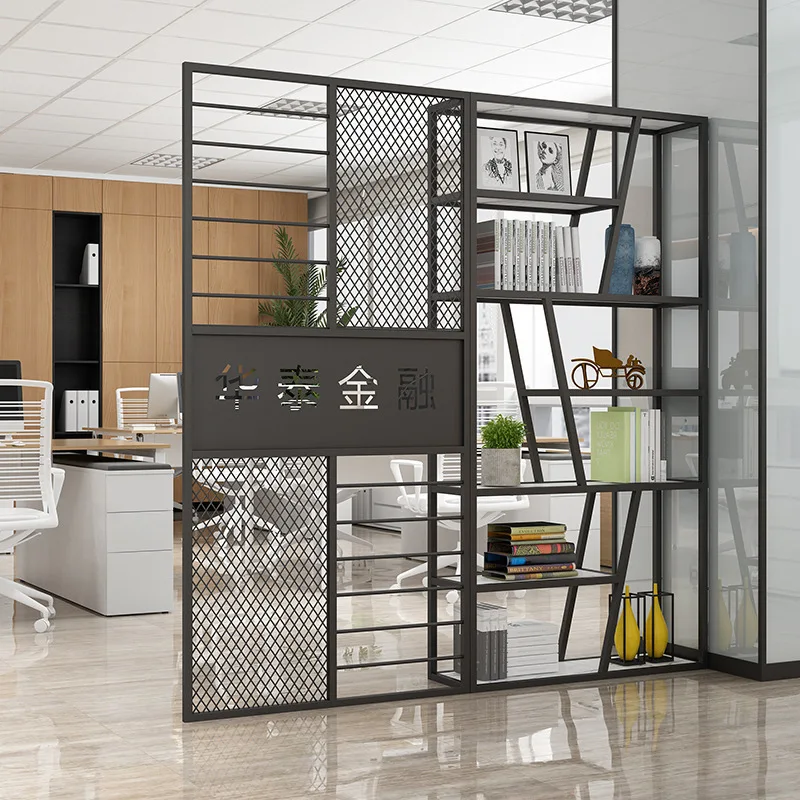 Office wrought iron screen decorative rack Restaurant decorative screen storage rack Simple studio partition bookshelf