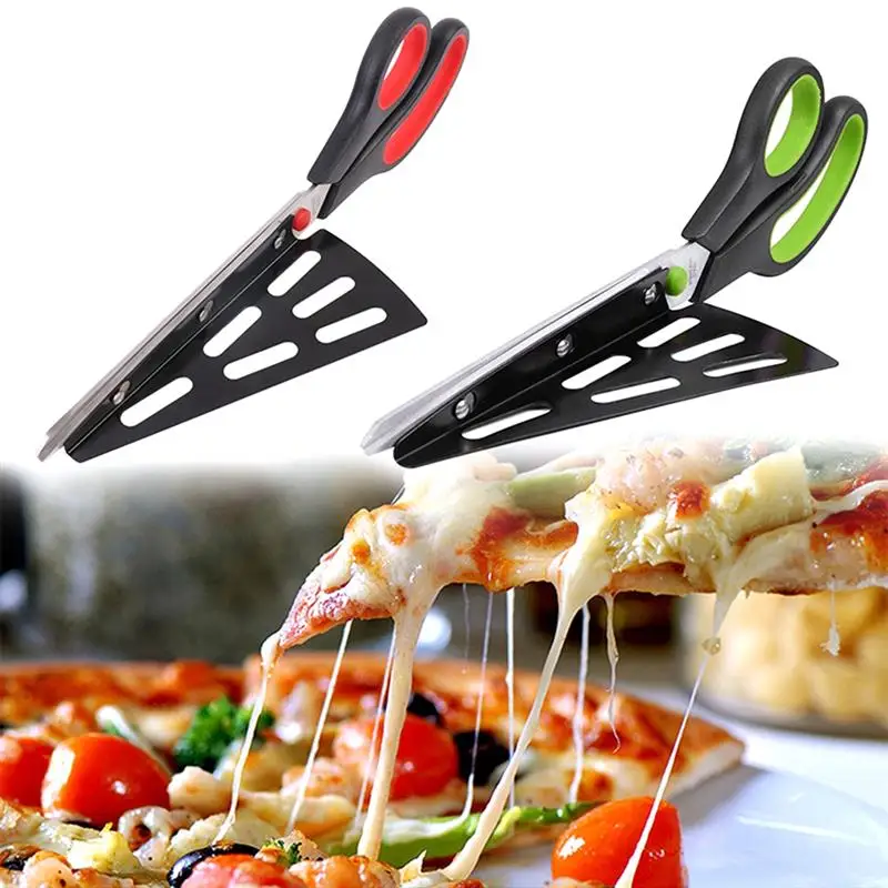 Pizza Scissors Knife Pizza Cutting Tool Stainless Steel Pizza Cutter Slicer Baking Tool Multi-Functional With Detachable Spatula