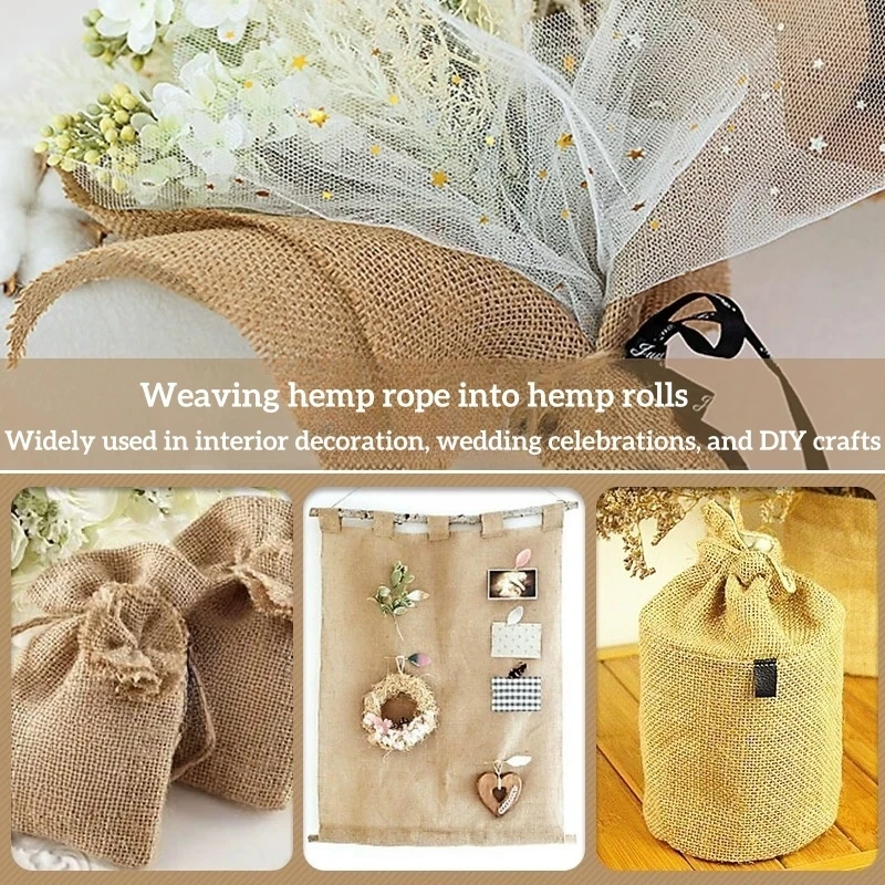 2M Natürliche Jute-Stoffrolle, 13 Breiten 2,5-35cm, Juteband für Tischläufer, Hochzeitsfeier, DIY-Heimwerkerarbeiten – Detail 7