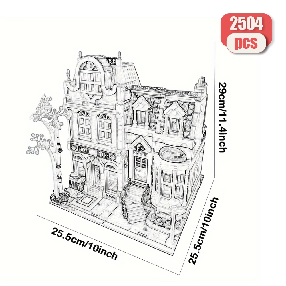 Creative Expert Brick Bank Cafe Corner MOC Building Blocks City Model Bricks Downtown Dinner Bookstore Street View Toy For Kids