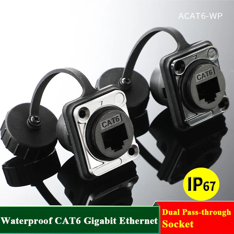 

Waterproof RJ45 Feedthrough Connector CAT6A 8P Network Cable D-Shaped Panel Male - Female Ethernet Signal Extender Outdoor Grade