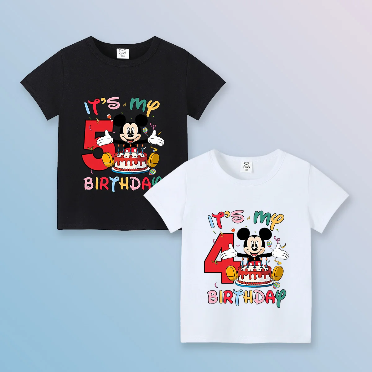 

Disney Mickey Mouse Number T-shirt Children Party Supplies T-shirts Summer Cotton Casual Breathable Boys Girls Tee Birthday Gift