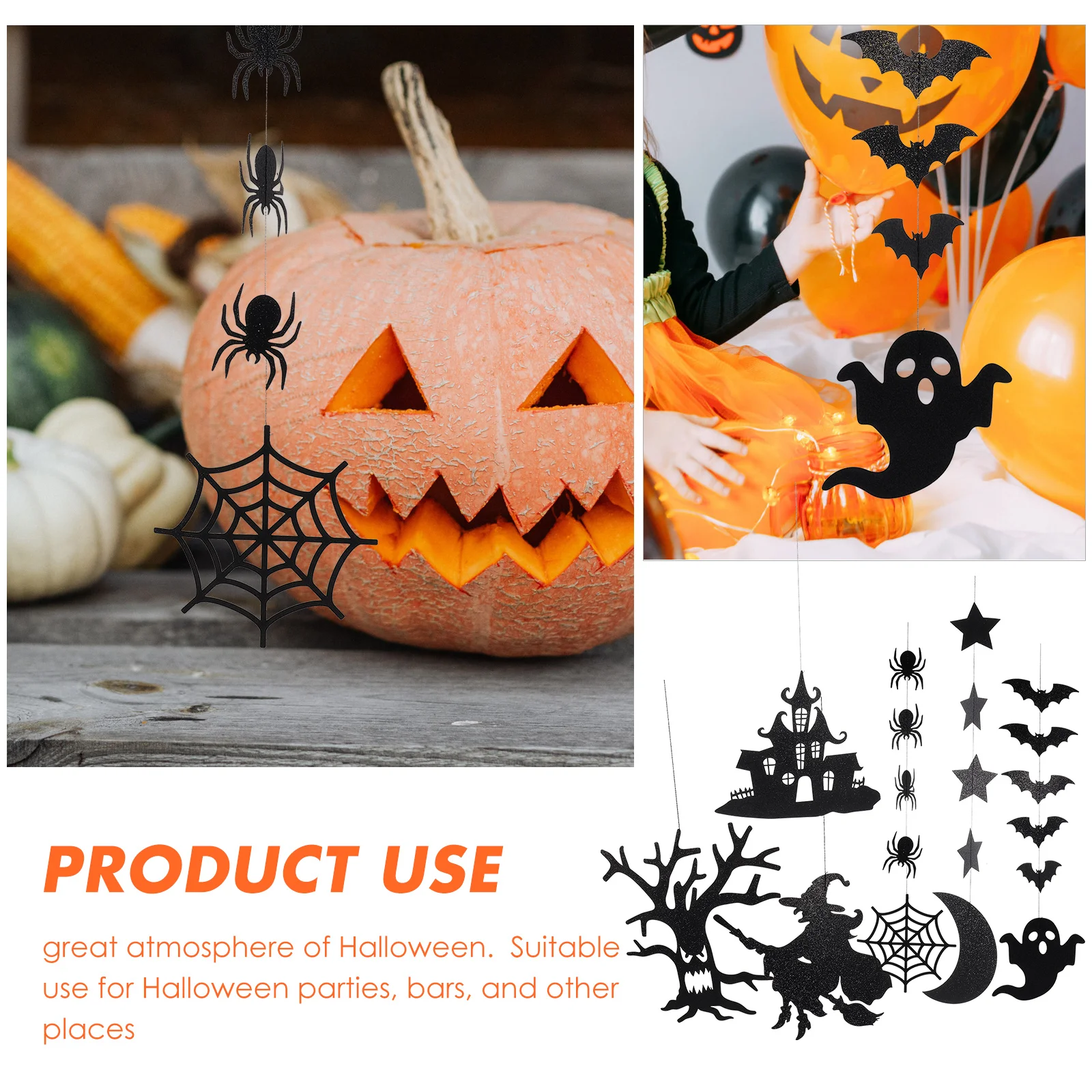 

12pcs Halloween Decorations Outdoor Hanging Spider Witch Ghost Bat Pendant Home Party Mall Office Tree Porch Wall Outdoor