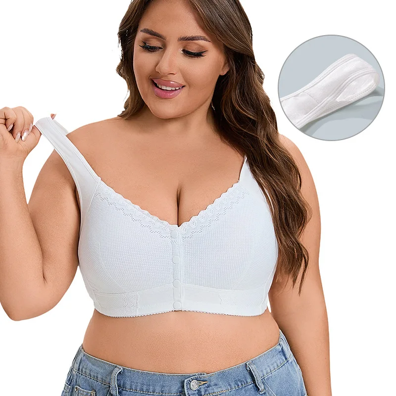 Women Fashionable Lace Seamless Breathable Plus Size Bra New Ultra-thin Breathable Front Opening Vest Style Underwear image 6