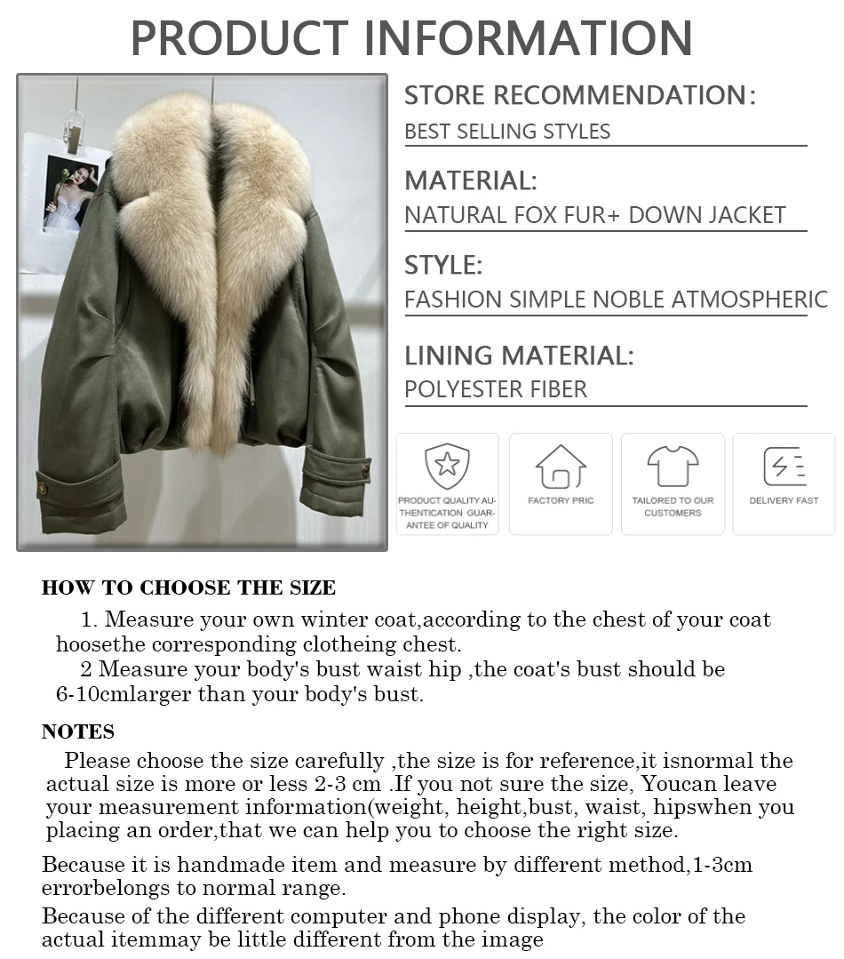 Jaket Puffer Berbahan Bulu Asli Jaket Musim Dingin Untuk Wanita Jaket Bomber Mode Baru Mantel Pendek Berbulu Rubah Dengan Ritsleting