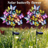 Solar Butterfly Flower Ground Lamp , Outdoor Solar Garden Lamp, Plastic Material, Great for Garden, Yard and Lawn Decoration