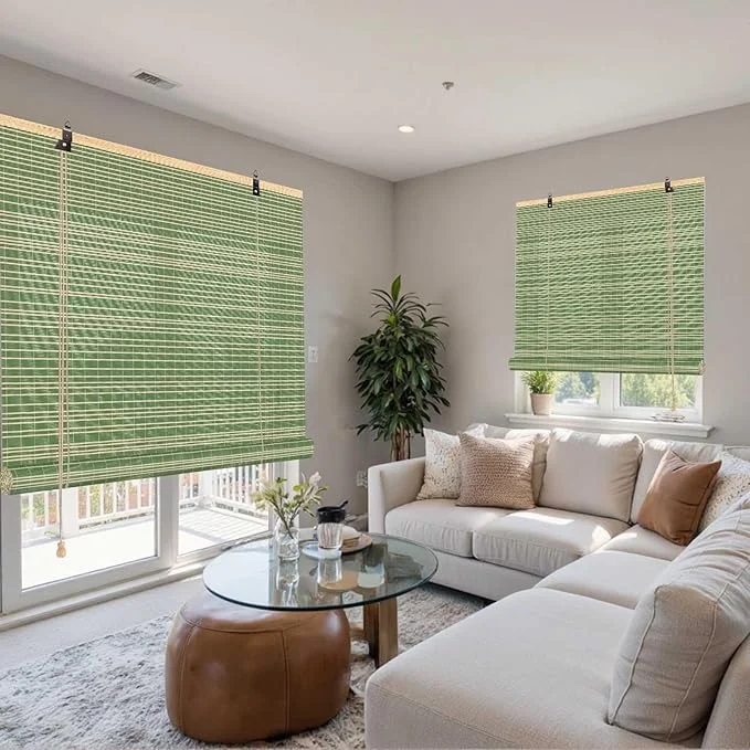 Bamboo Curtains with Lifter, Roller blind for Balcony, Tea Room, Garden, Outdoor, Wooden, Natural, Manual, Sunshade Blinds