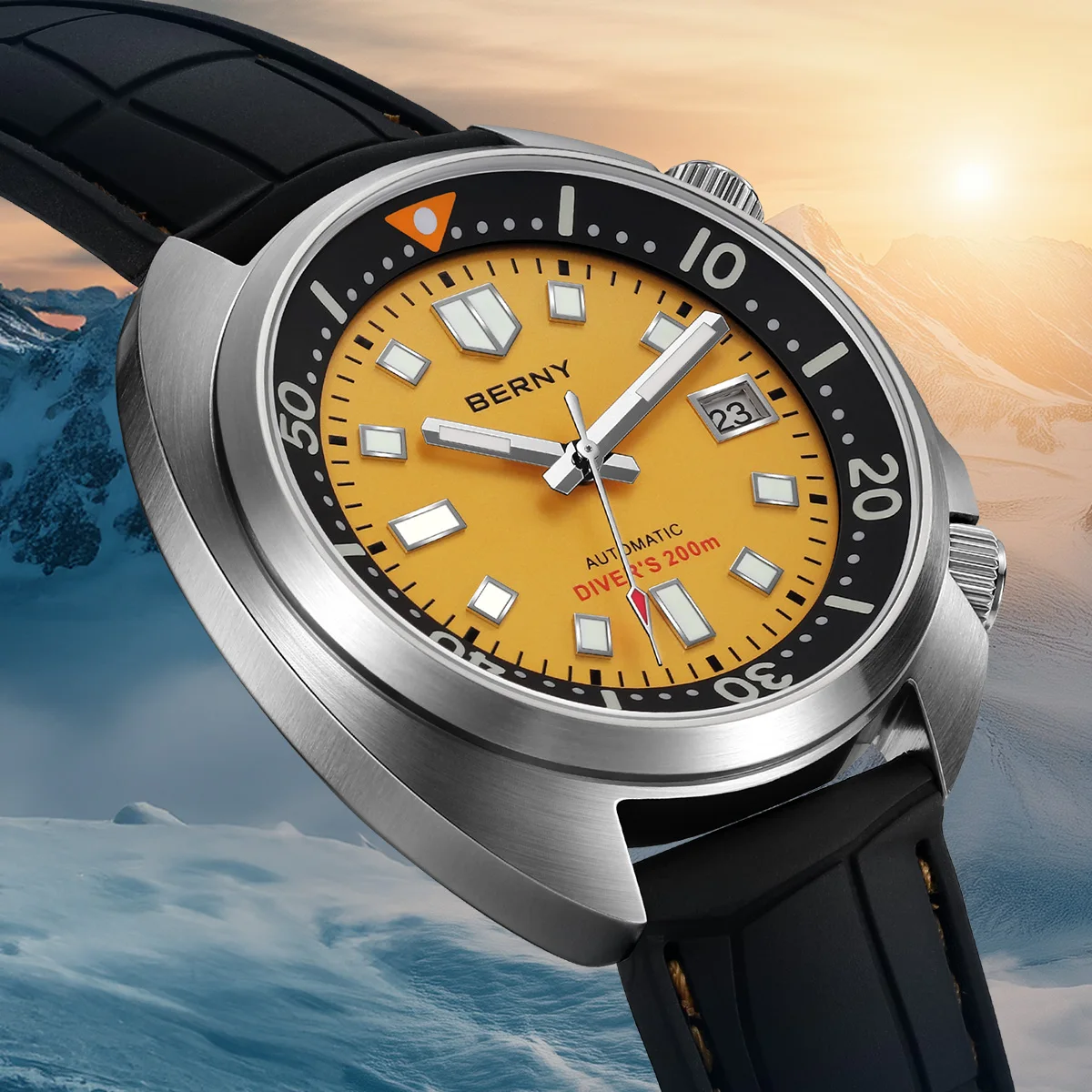 BERNY Automatic Diver Watch for Men Super Luminous Wristwatch Sapphire Swim Sport Mechanical 20ATM Compressor Diving Men Watches
