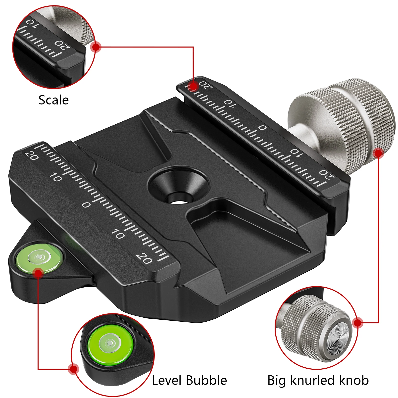 Arca Swiss Clamp Q.R Clamp Camera Tripod Base Tripod Ball Head Mount Adapter EVUMO AC65 65mm Compatible with Arca Swiss Plate