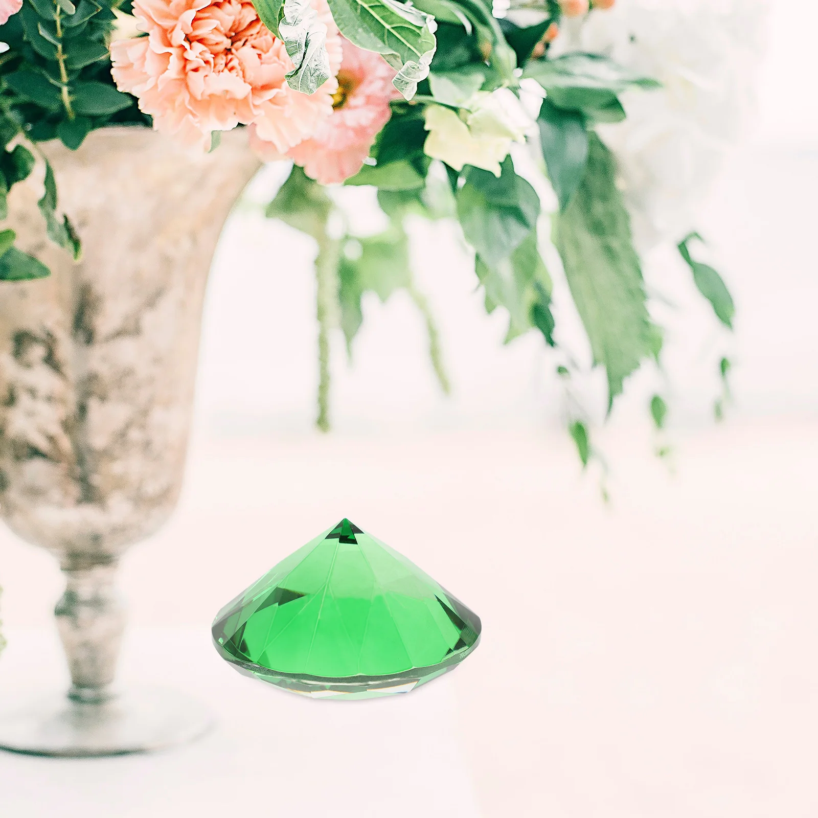 

2Pcs Green Crystal Artificial Wedding Home Party Decoration Faux Diamond Bridal Shower Display