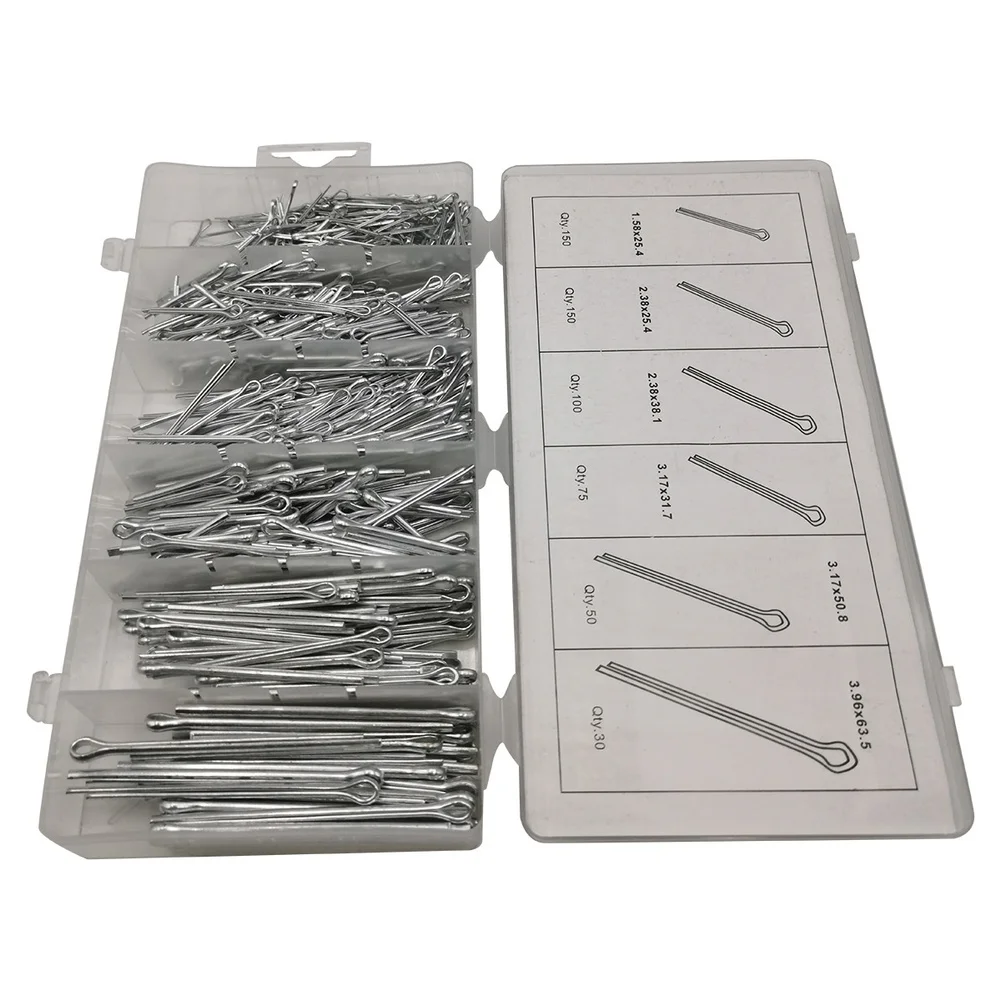 555 Piece R Clip Cotter Pin Collection Spring Indexing Pins for Automotive Mechanical and Workshop Fastening Needs
