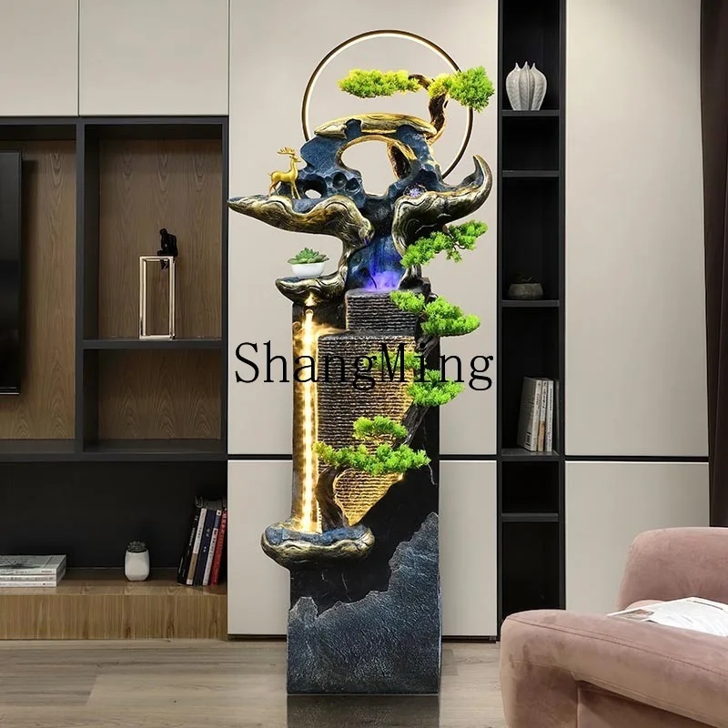 

ZYY New Chinese Lucky Ornament Large Water Curtain Wall Flowing Water Fountain Entrance Atomization Humidification Screen