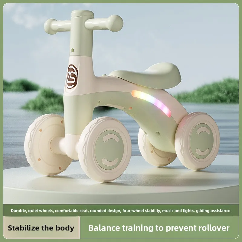 4 Wheel Anti Tip Baby Balance Bike Silent Glider Walker No Pedal Toddler Toys Ride on Kid Train Bicicleta De Equilibrio Infantil