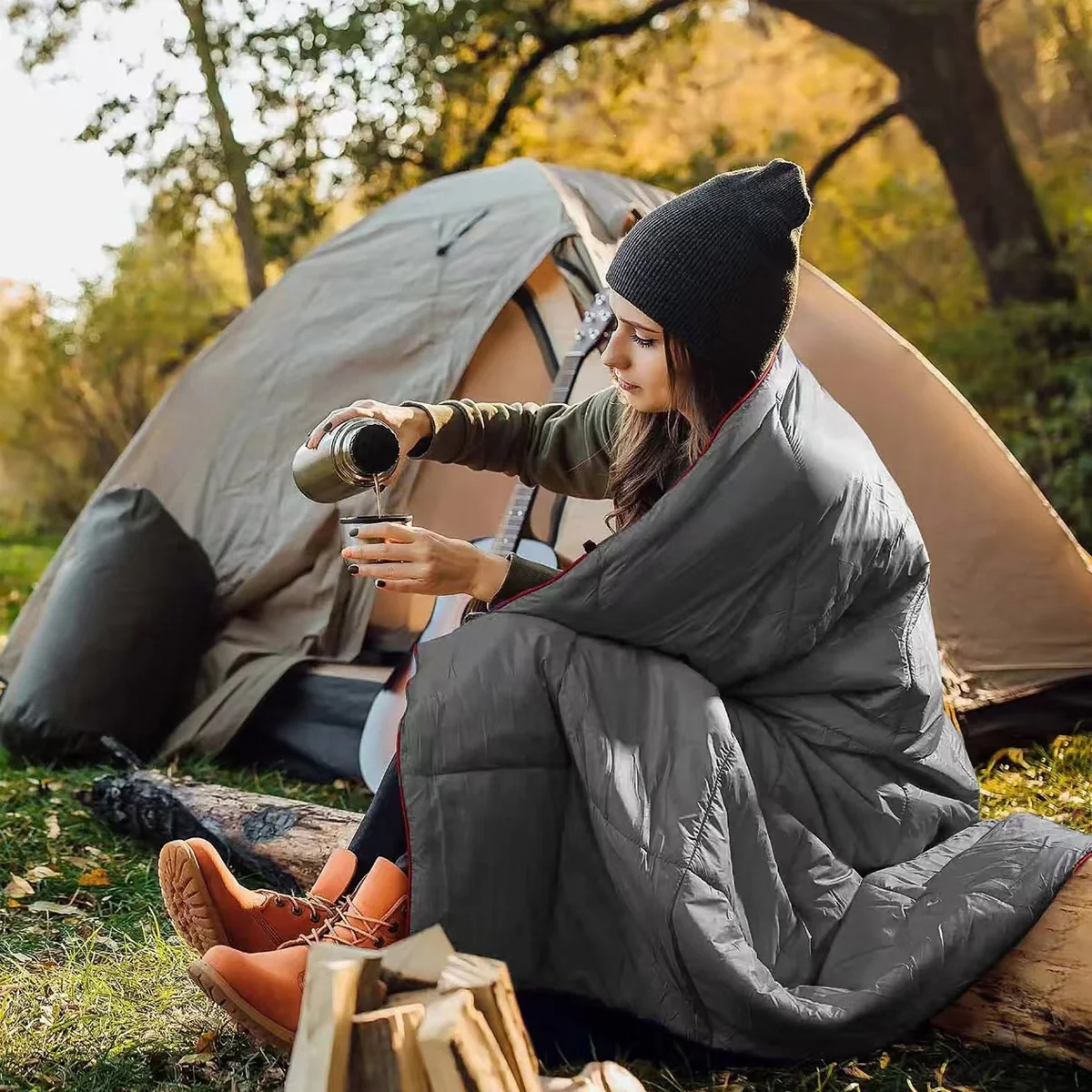 Portable Camping Blanket with Bag Outdoor Indoor Packable Lightweight Warm Blanket Travel Beach Home Accessories