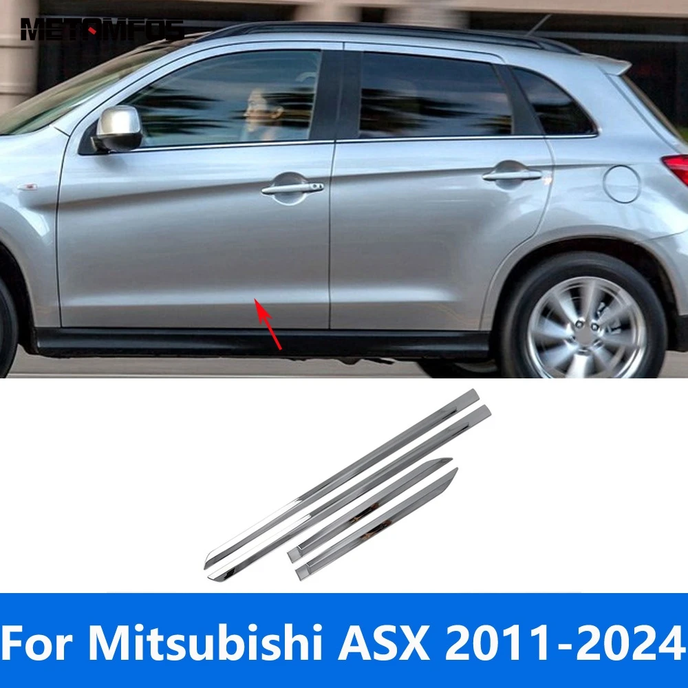 

Для Mitsubishi ASX RVR Outlander Sport 2011-2023 2024, хромированная боковая полоса для дверей, молдинговая отделка, внешние аксессуары