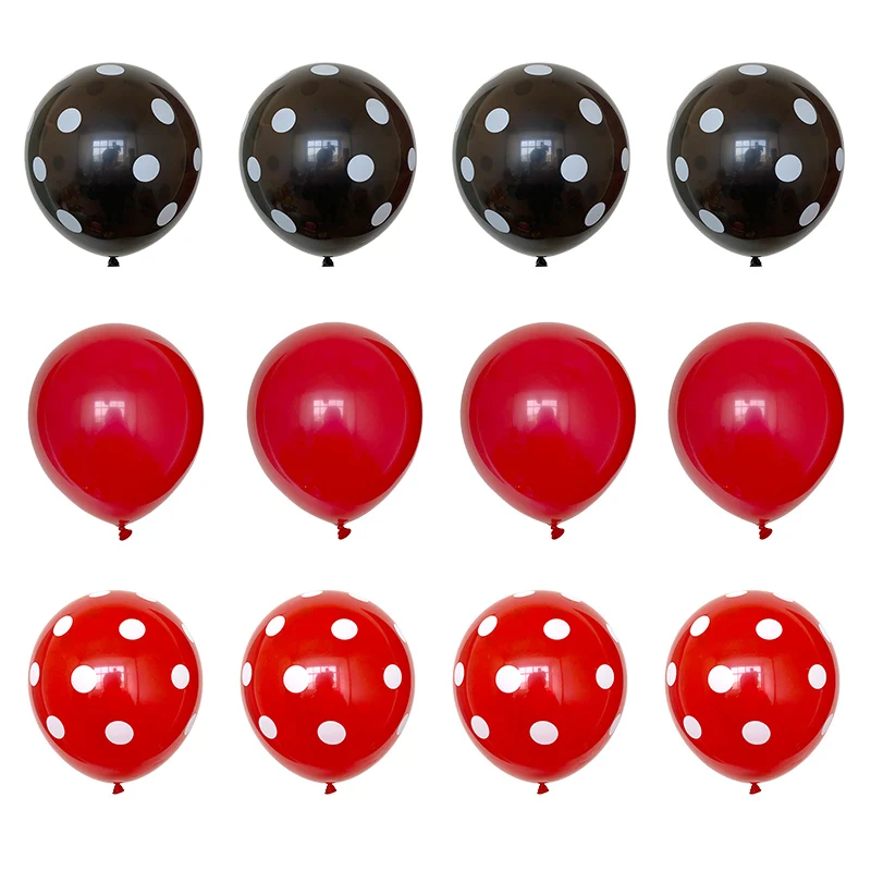 12 Stück Marienkäfer Schwarz Rot Weiß Gepunktete Latex-Ballons Polka Dot Wellenpunkt Globos Baby-Shower Geburtstag Hochzeit Party Deko Zubehör