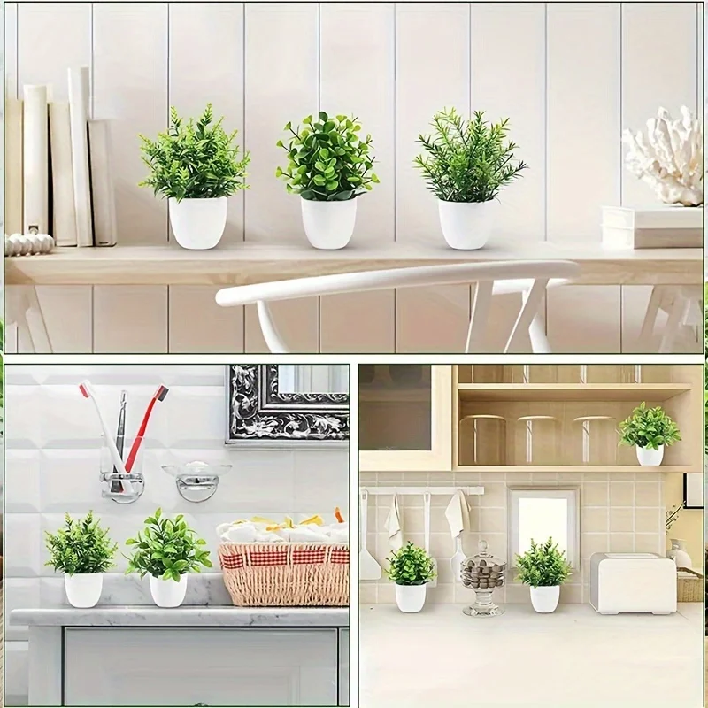 Wholesale OEM/ODM Artificial Mini Potted Plants Fake Sprayed Eucalyptus Plant in Pots House Plants for Home Office