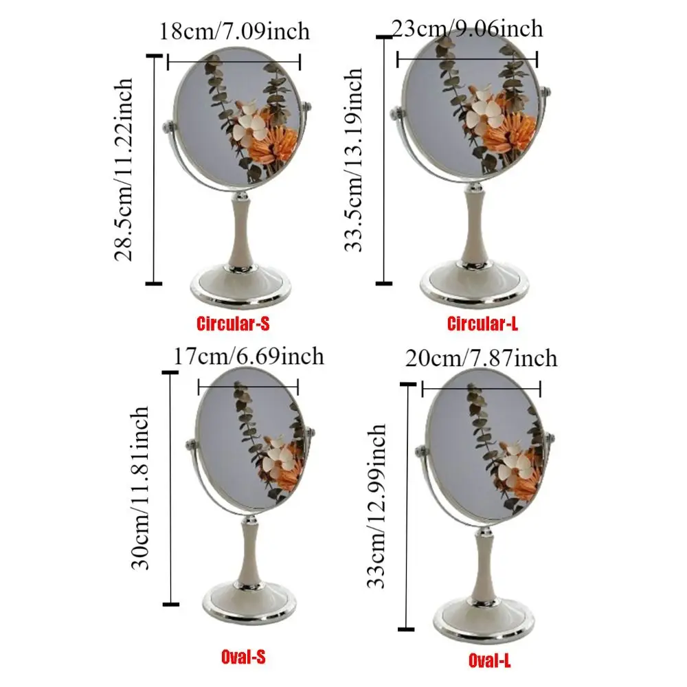 360 drehbarer doppelseitiger Schminkspiegel, 3-fache Lupe, Kosmetikspiegel im europäischen Stil, kreisförmig/oval, einfach