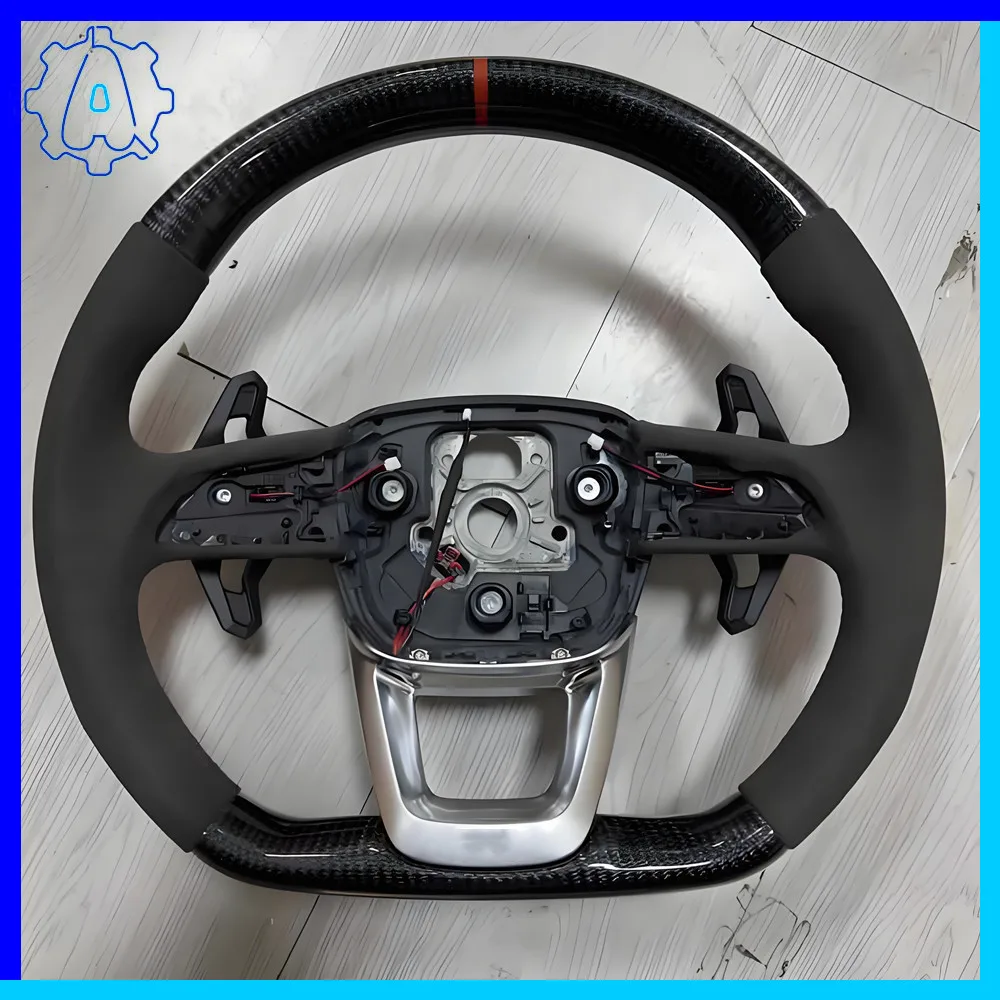 

Heated steering wheel For Audi Q5 FY Q7 4M Q8 carbon fiber Alcantara flat bottomed sport steering wheel, Car Accessories