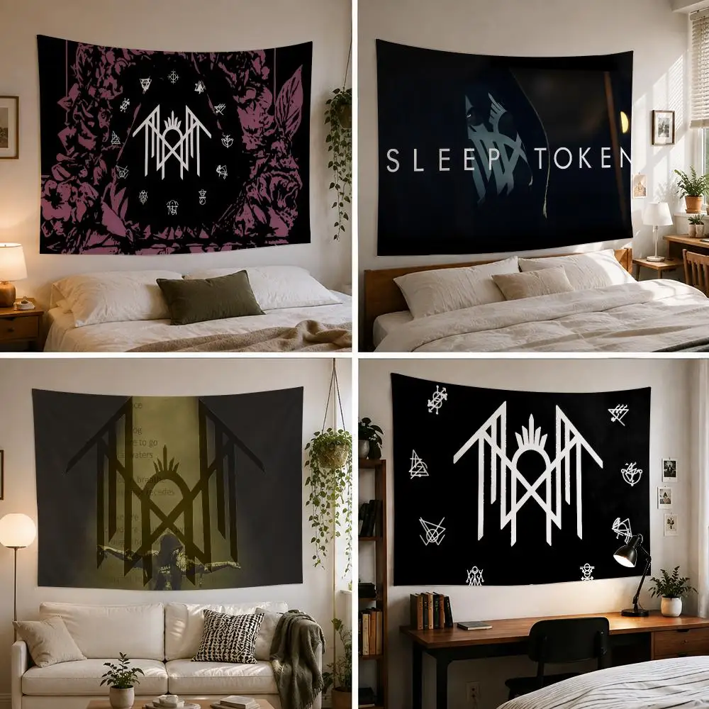 S-Sleep Band T-Token Tapestry Custom Living Bedroom Party Dormitory interior Wall bohemian Decoration Attached clip