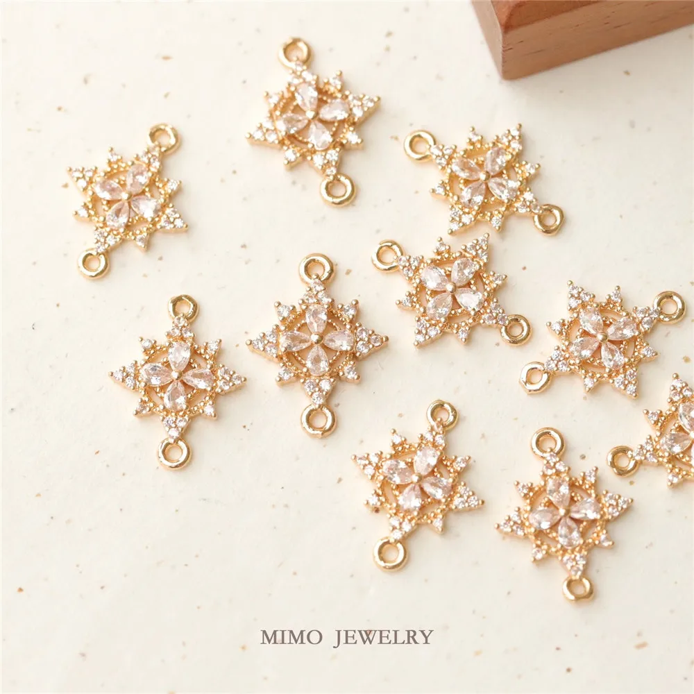 

2PCS 17.5x13.2mm Retro Double-ring Cross-flower Pendant Copper Gold-plated Ear Accessory DIY Handmade Necklace Jewelry Part
