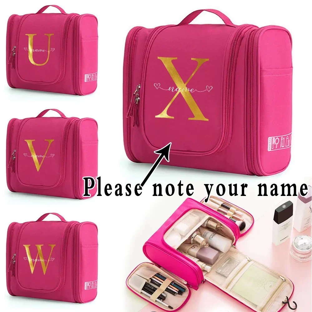 

Customize Any Name Cosmetic Bag Portable Storage Makeup Bags Women Large Capacity Make Up Case Letter Print Travel Organizer