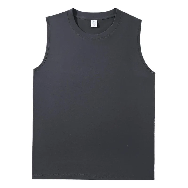 Pure cotton solid color sleeveless T-shirt for men, summer wear camisole sports white vest men base top badminton jacket top