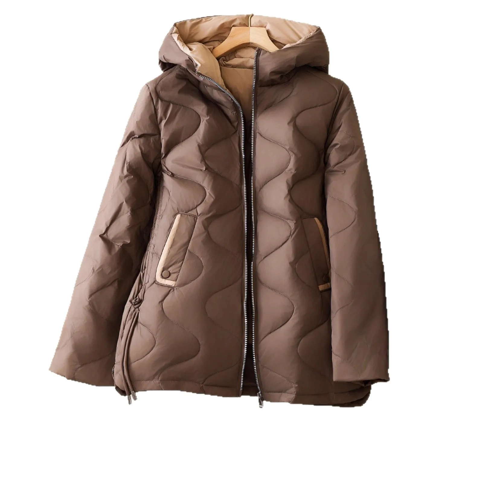 الخريف والشتاء المرأة الجديدة أسفل سترة ركاب هوديي الربط سترة خفيفة الوزن المتضخم #1