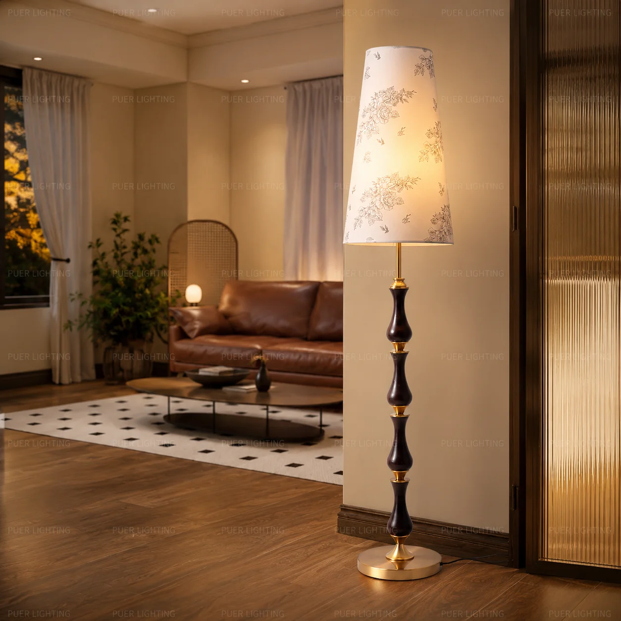 Wood Floor Lamp Bedside Living Room Bedroom Study Sofa Side Home Decor Standing Light Home Lighting With Free LED Bulb Include
