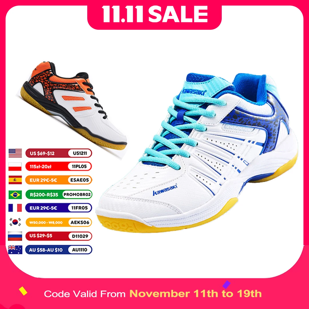 

Kawasaki New Badminton Shoes Sneakers Mens Tennis Breathable Anti-Slippery Sport Shoes for Men Women K-065D