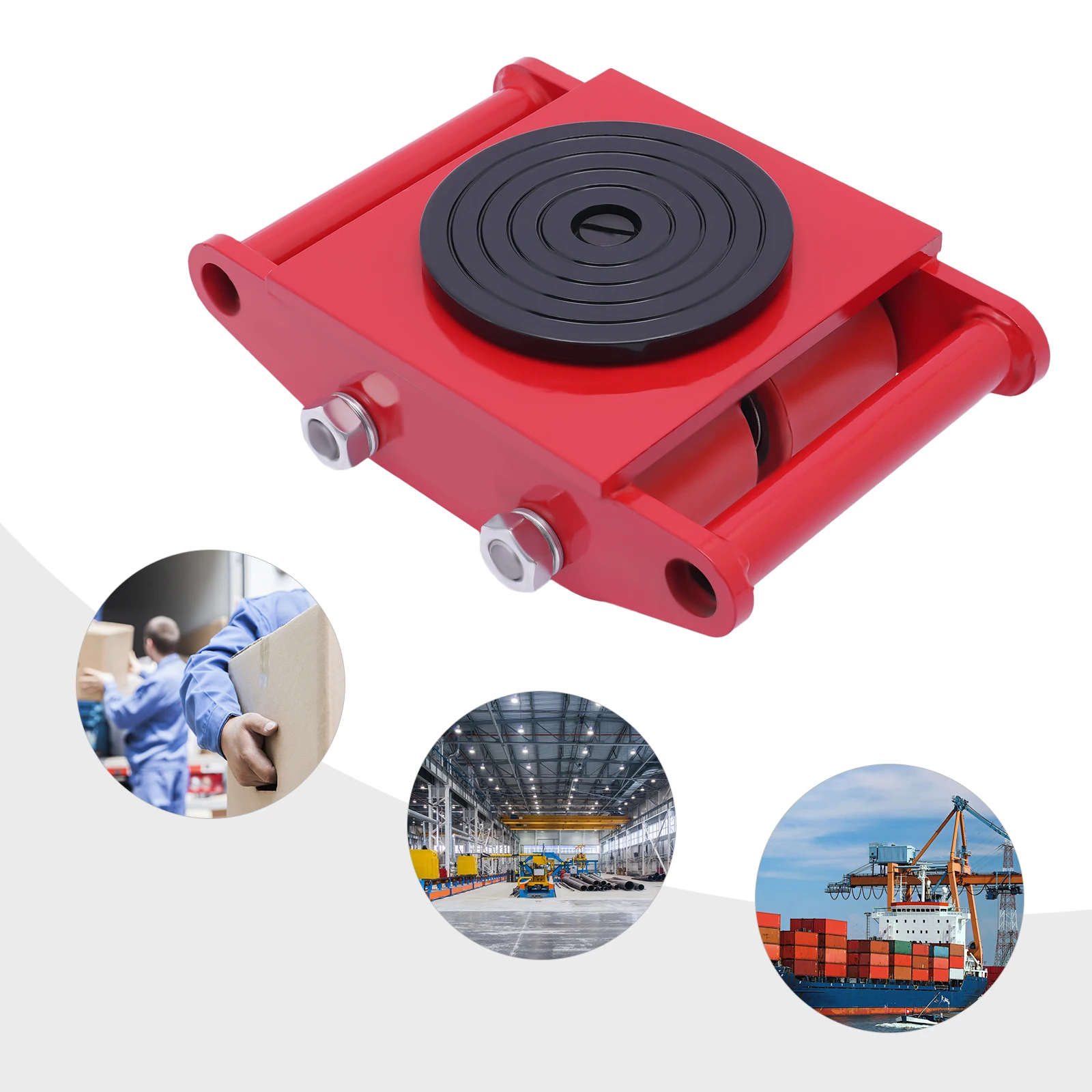 6T Machinery Mover Dolly Heavy Duty Machine Dolly 4 Roller Mover Cargo Trolley Cart 360° Rotation Red