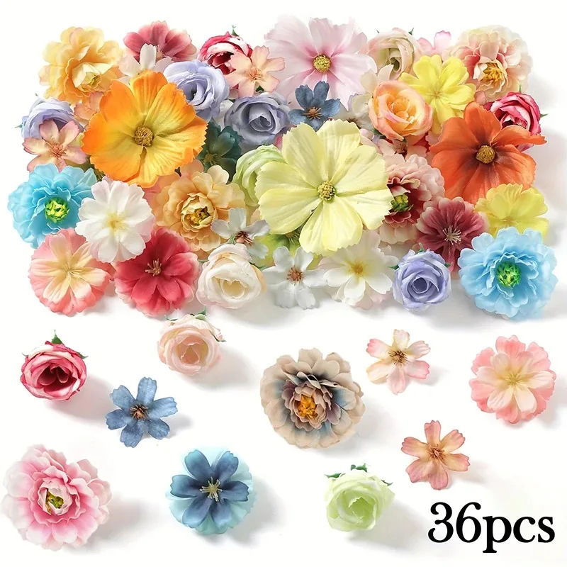36 Teile/beutel Seidenblumenköpfe Gefälschte Rose Gänseblümchen für Heimdekoration Hochzeit Dekor Girlande Liefert Künstliche Handwerk Blumenkranz – Detail 9